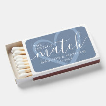 Perfect Match Blue Wedding Matchbox Favor