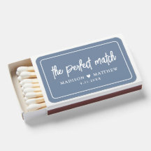 Perfect Match Dusty Blue Wedding Matchbox