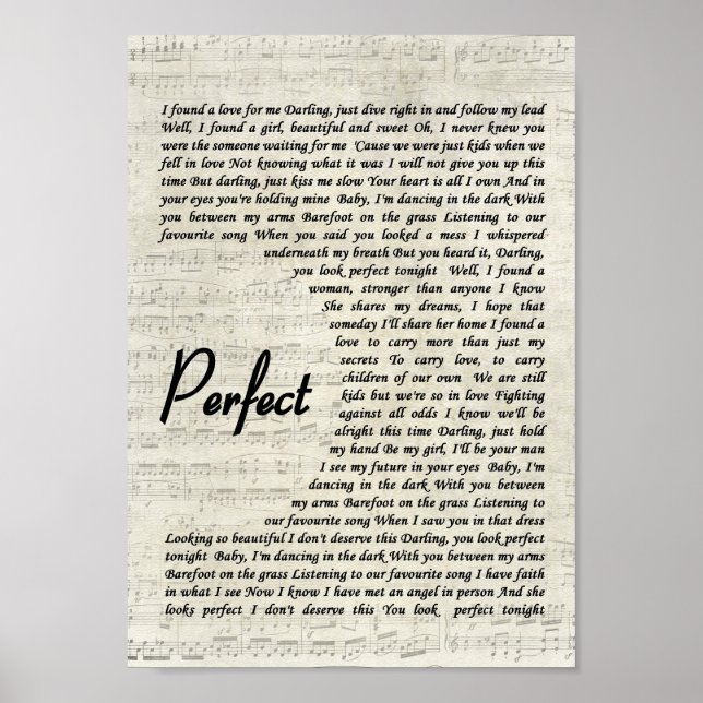 Perfect Wall Art Song Lyric Impressão (Frente)