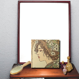 Perfil Feminino Sereno com Flores da Primavera