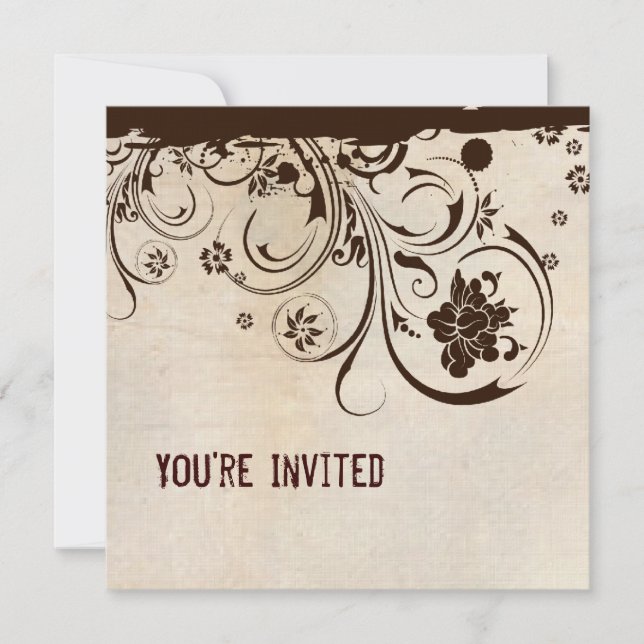 Pergaminho de Chique e Convite para Lace Brown (Frente)