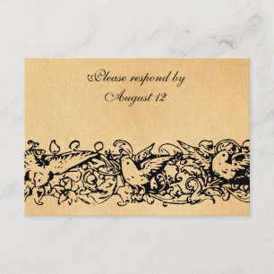 Pergaminho RSVP do vintage com envelopes
