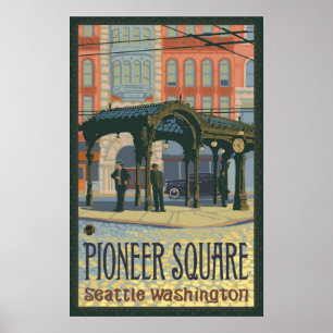 Pergola - Seattle quadrado pioneiro, poster de