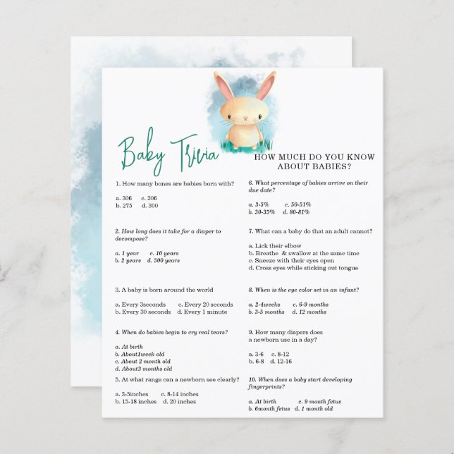 Perguntas e Respostas do Bebê Bunny | Jogo para Ch (Frente/Verso)