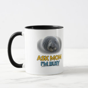 Pergunte à Mamãe Estou Ocupado Caneca Cômica do Fo