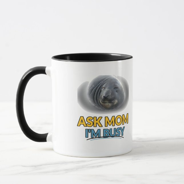 Pergunte à Mamãe Estou Ocupado Caneca Cômica do Fo (Esquerda)