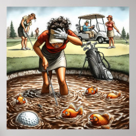 Perigo de Água - Impressão de Arte de Golfe