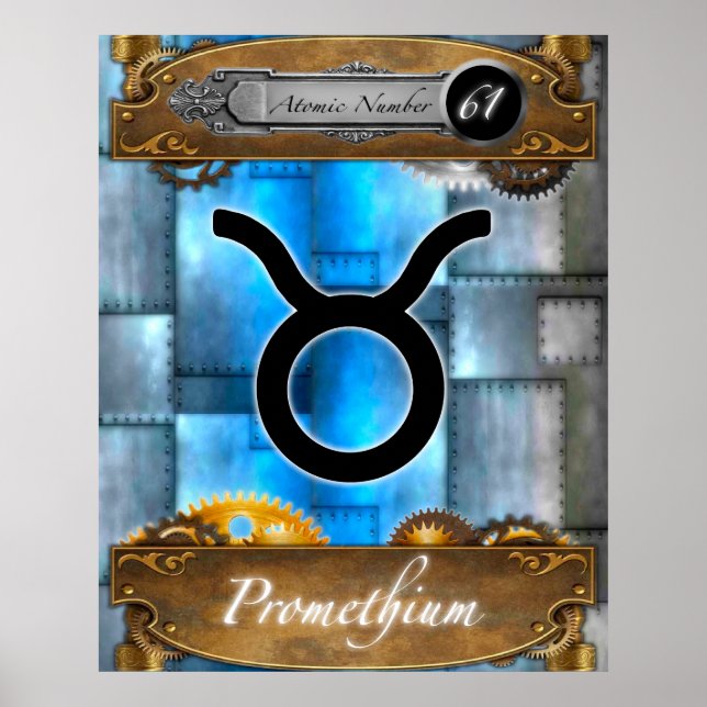 Periodic Element Promethium Atomic #61 Poster  (Frente)