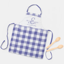 Periwinkle Kitchen Monograma Nome Gingham Check