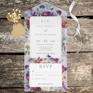 Periwinkle Maroon & Blush Rustic Floral No Janto