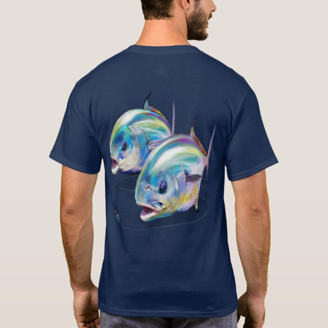 Permitir camiseta de peixe com ícone de logotipo (Verso)
