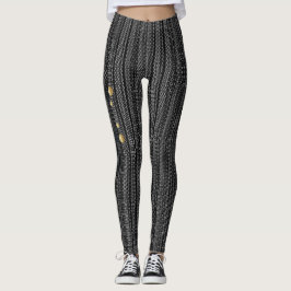 Perna de Couro Negra Estamponiada Leggings
