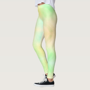 Pernas usando leggings de cores pastéis