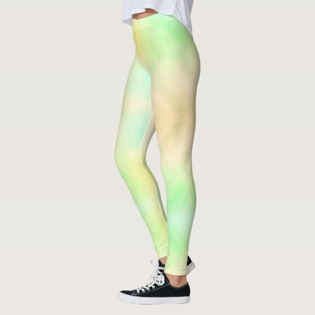 Pernas usando leggings de cores pastéis (Esquerda)