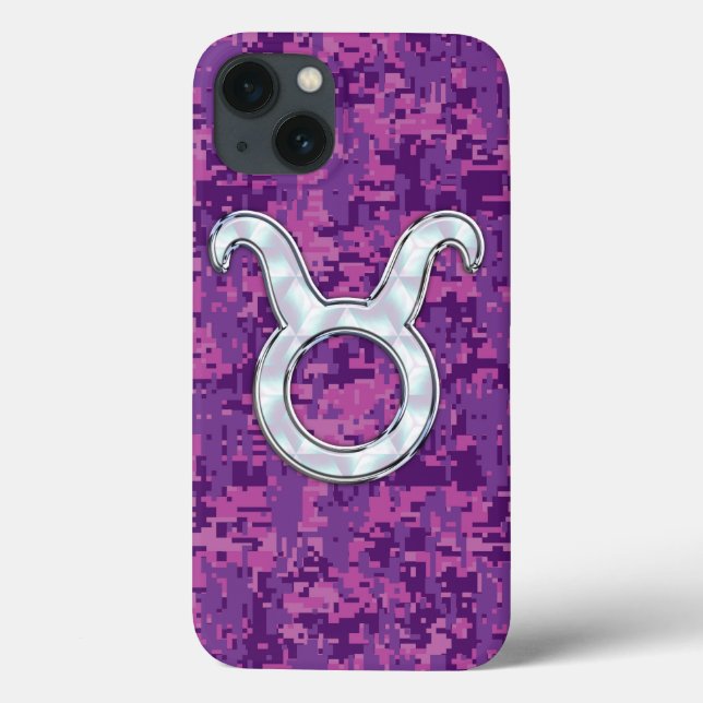 Pérola Como Taurus Zodiac Sinal Fuchsia Digital Ca (Verso)