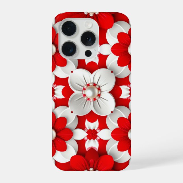 Pérola Luxuosa Floral Carmesim Brilhante✨Vermelho  (Verso)