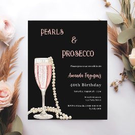 Pérola Prosecco - Convite de aniversário preto ros