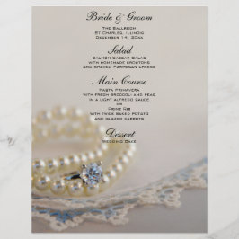 Pérolas, Anel Diamante e Menu Casamento Azul