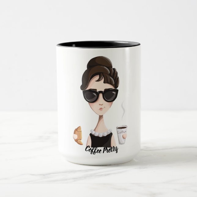 Pérolas bonito do café e caneca de café (Centro)