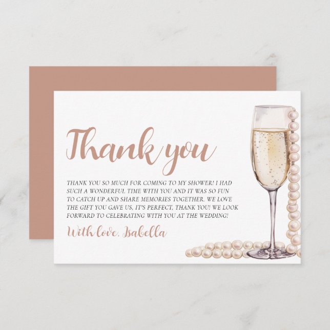 Pérolas e Cartões de agradecimentos de Chá de pane (Frente/Verso)