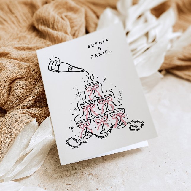 Pérolas e Chá de panela Prosecco Obrigado Cartões (Criador carregado)