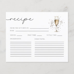 Pérolas e Prosecco Cartões de Receita para Chá de
