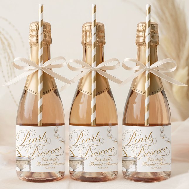 Pérolas e Prosecco Mini (Pearls and Prosecco Mini Sparkling Wine Label)