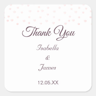 Pérolas Rose Gold em Adesivos de casamento Obrigad