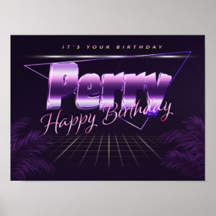 Perry Name Vorname lila retro Poster Geburtstag