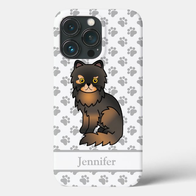 Persa Tortie Point Gato Fofo de Desenho & Nome (Verso)