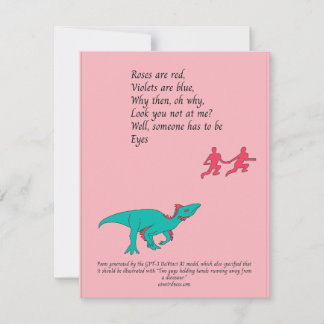 Perseguido por cartão gerado por AI de dinossauro