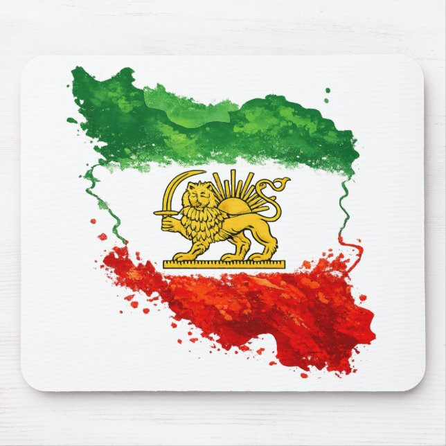 Persian Lion & Sun Mouse Pad | Iran Map Desk Mat | (Frente)