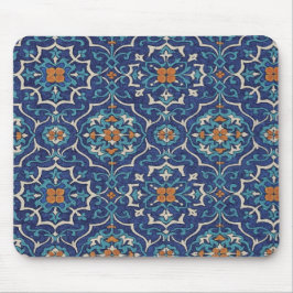 Persian Tile Pattern Mouse Pad – Elegant Blue Geom