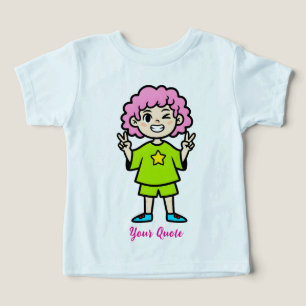 Personagem de Desenho Animado de Cabelo Rosa Feliz