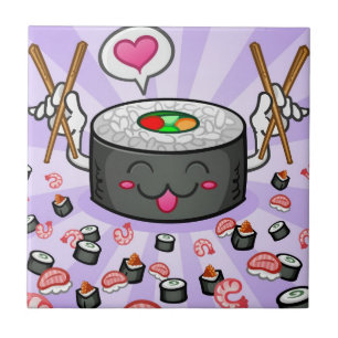 Personagem de desenho animado do sushi que come