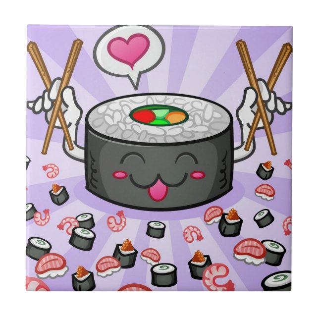 Personagem de desenho animado do sushi que come (Frente)