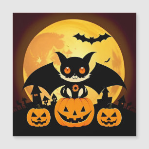 Personagem de Gato de Halloween Fofo com Abóboras