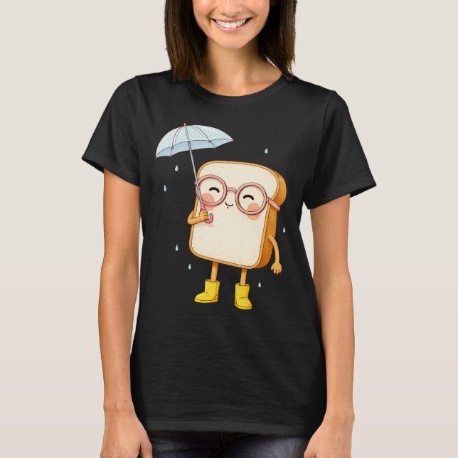Personagem de Pão Fofo com Guarda-Chuva – Camiseta (Frente)