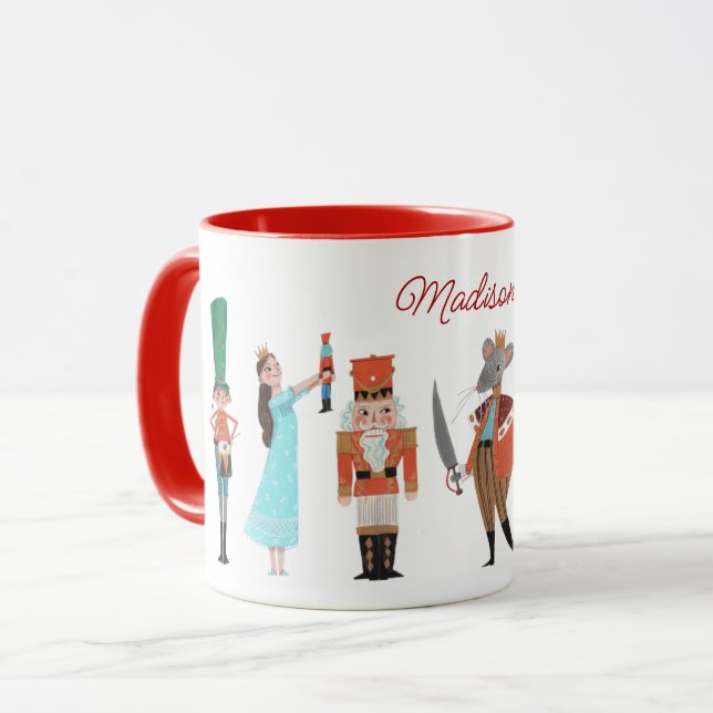 Personagens do ballet Quebra-Nozes caneca de Natal (Frente Esquerda)