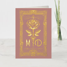 Personalised Art Deco Gold Foil Rose Card