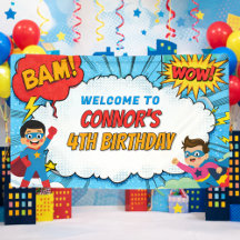 Personalised Boys Superhero Birthday Party Name