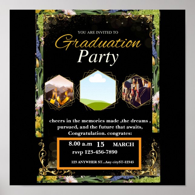  personalised graduate party, poster (Frente)