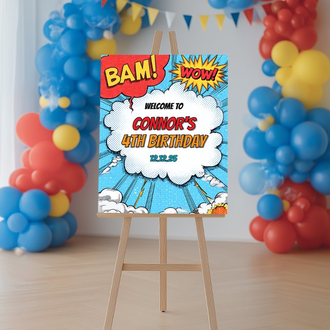 Personalised Kids Superhero Party Welcome Poster (Criador carregado)