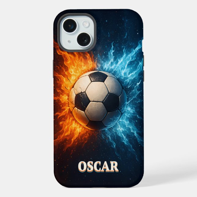 Personalised Sports/Soccer iPhone 15 Plus Case (Verso)