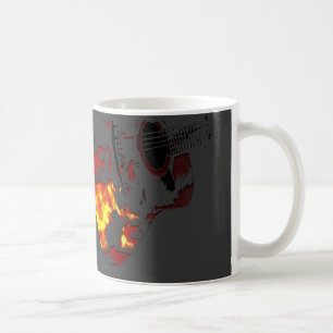 personaliza caneca de café flamejante da guitarra