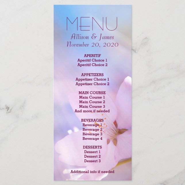 Personalização de Menu de Casamento (Frente)