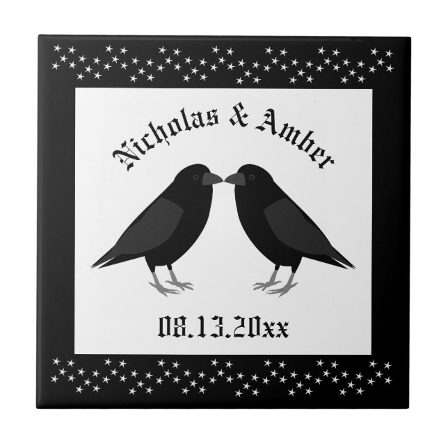 Personalização do Casamento Gótico Beijando Ravens (Frente)