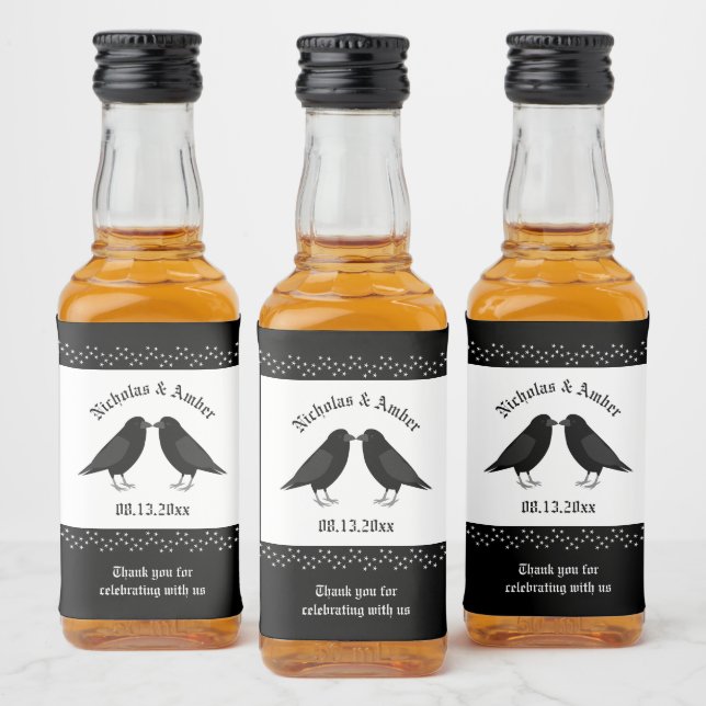 Personalização do Casamento Gótico Beijando Ravens (Garrafas)