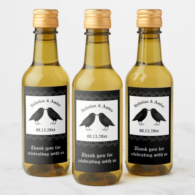 Personalização do Casamento Gótico Beijando Ravens (Garrafas)