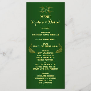 Personalização do Menu Dourado Pavão Real Verde